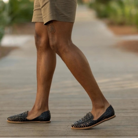 Nisolo Huarache Leather Sandals Black 12.5 - Picture 3 of 9